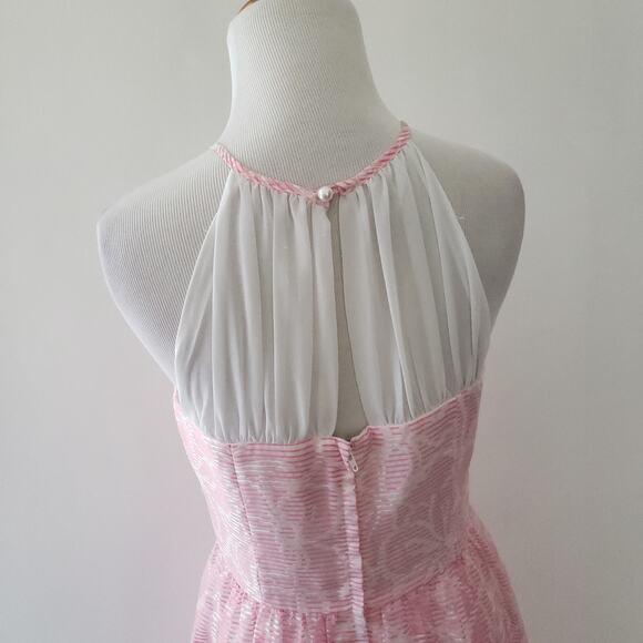 Lilly Pulitzer Kailey Dress Pink Fit & Flare Party Chiffon Neck Women 4 - Picture 6 of 13